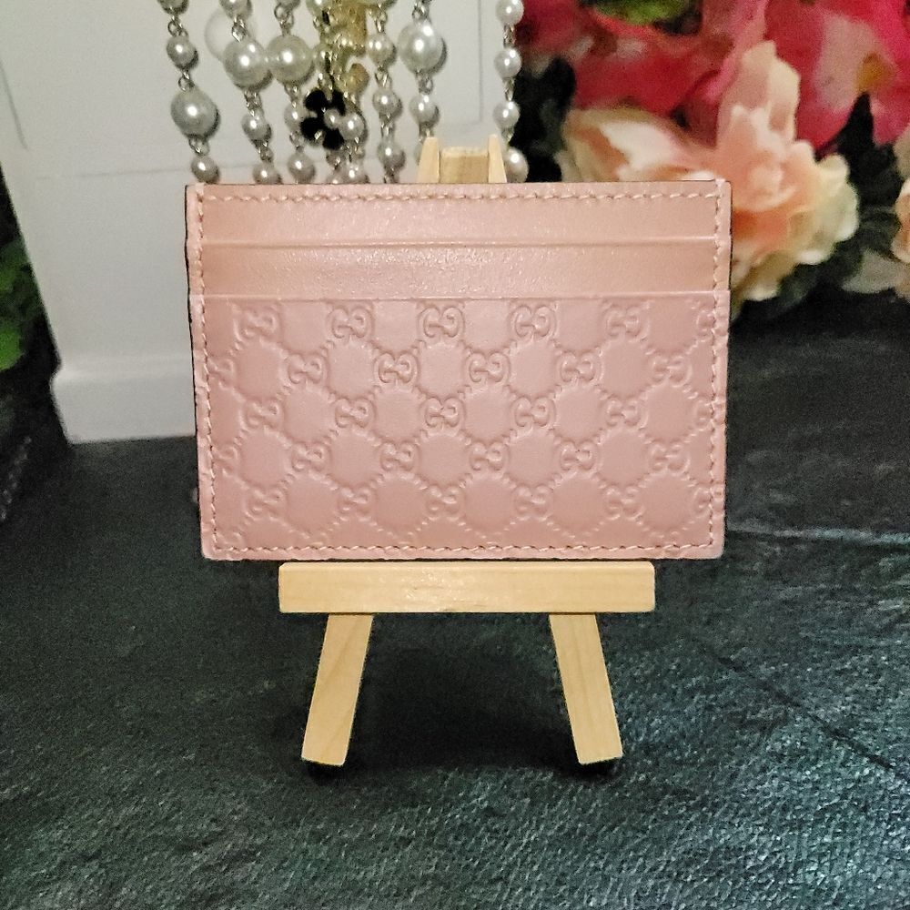 GUCCI Microguccissima Card Holder Soft Pink IN NEW CONDITION - Picture 7 of 13